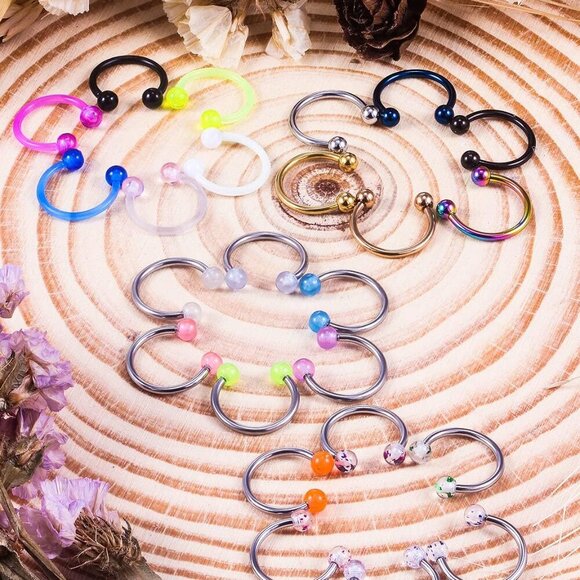 Elegant and Safe Septum Jewelry Set - 24PCS Mixing Sizes 20G-16G for Men & Women - Picture 2 of 7
